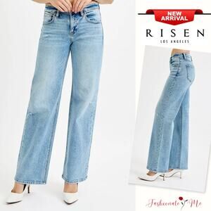 RISEN Low Rise Distressed Zipper Fly Medium Washed Ankle Boyfriend Denim Jeans